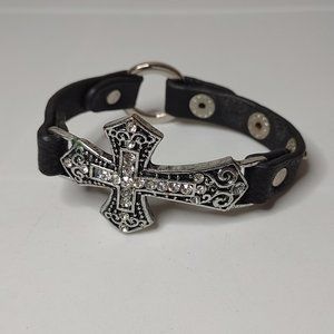 Very Awesome Black Bracelet With Cross